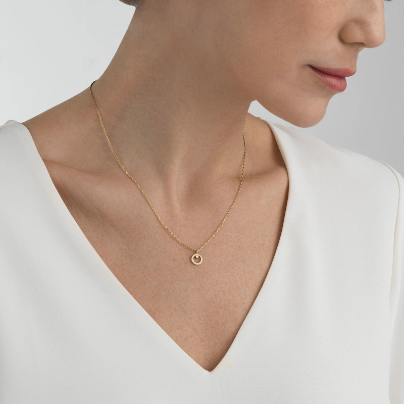 Georg Jensen Halo 18ct Yellow Gold 0.06ct Diamond Circular Necklace