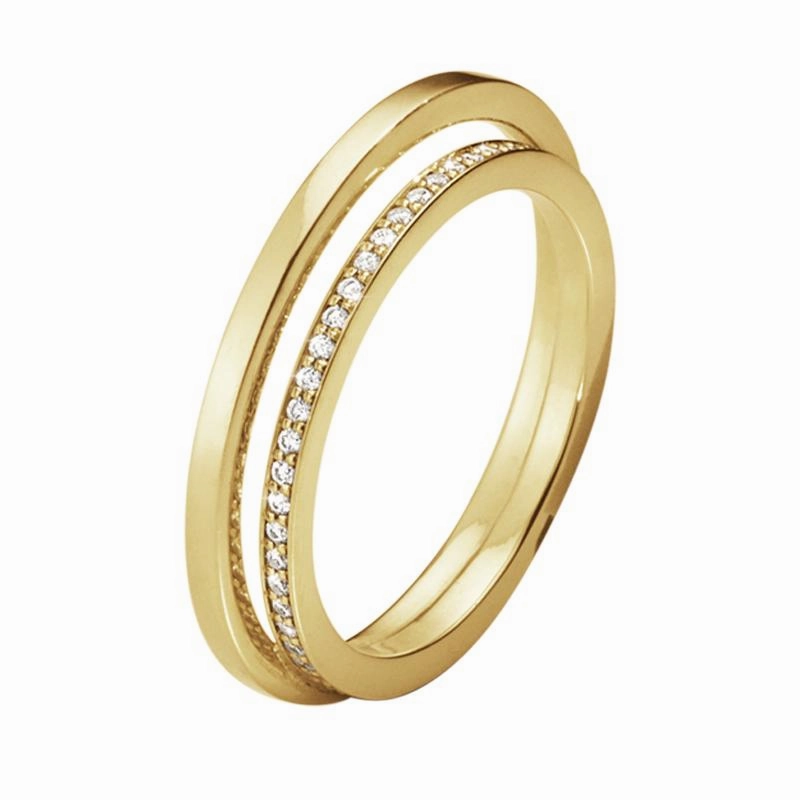 Georg Jensen Halo 18ct Yellow Gold 0.18ct Diamond Ring