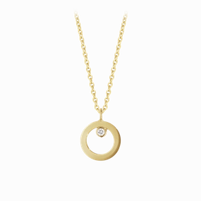 Georg Jensen Halo 18ct Yellow Gold Diamond Circular Necklace