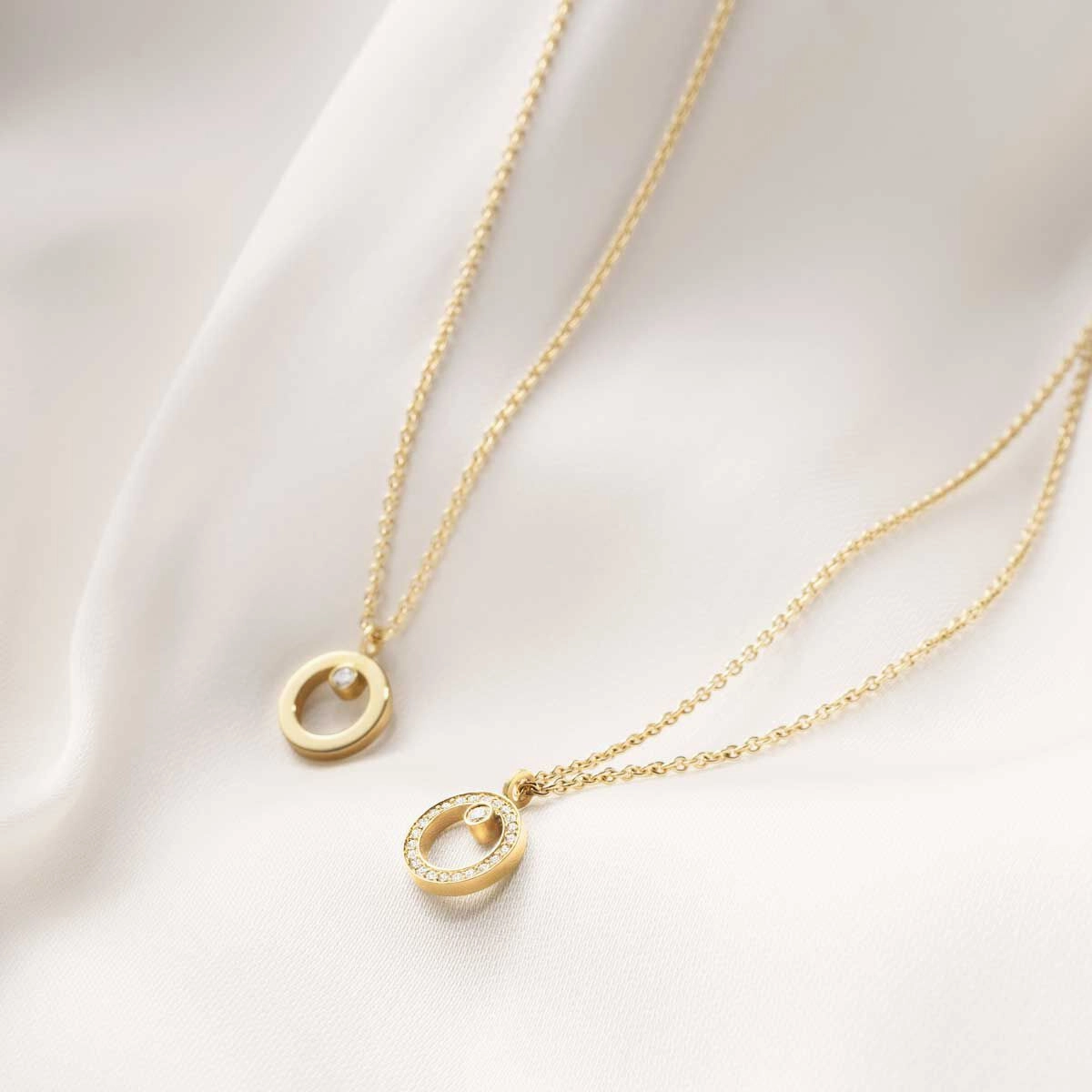 Georg Jensen Halo 18ct Yellow Gold Diamond Circular Necklace