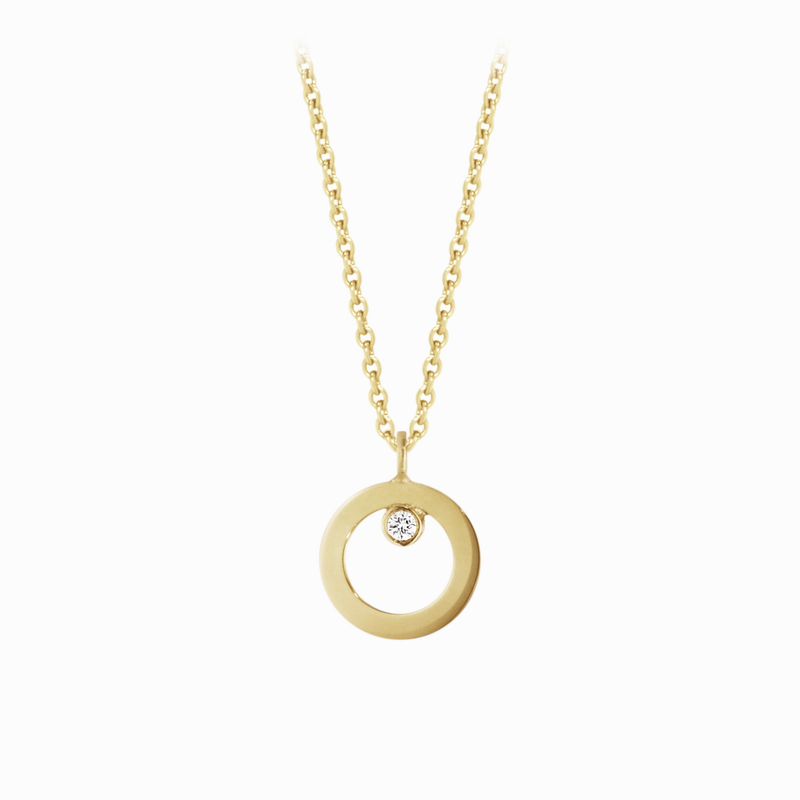 Georg Jensen Halo 18ct Yellow Gold Diamond Circular Necklace