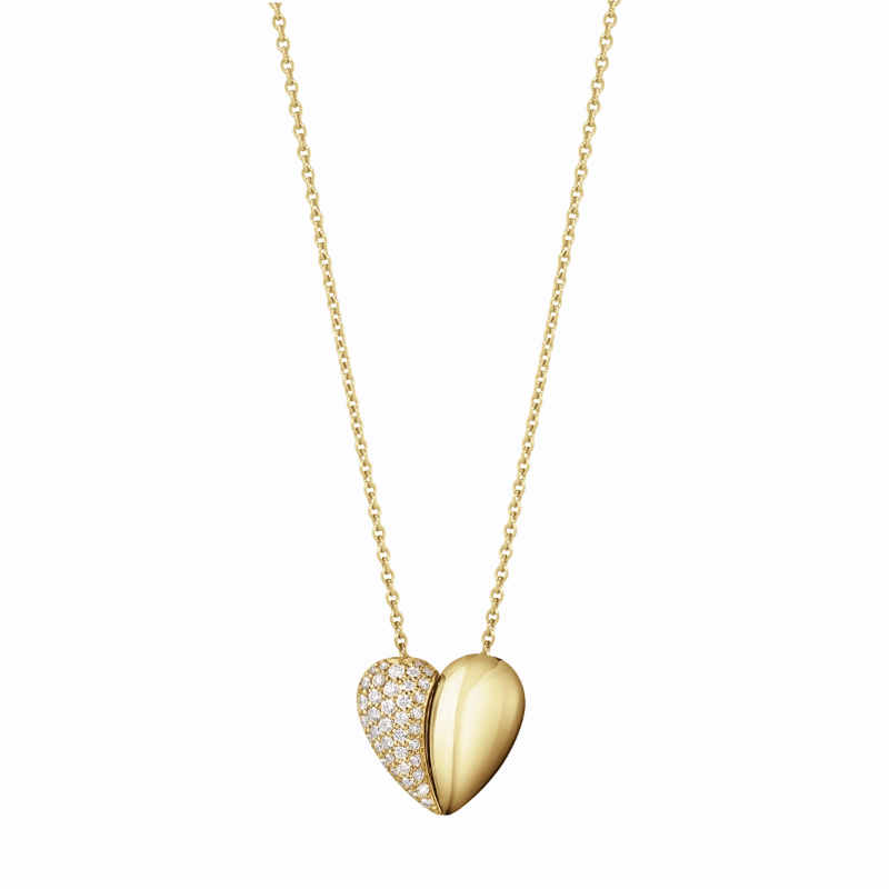 Georg Jensen Hearts of Georg Jensen 18ct Yellow Gold Diamond Heart Necklace