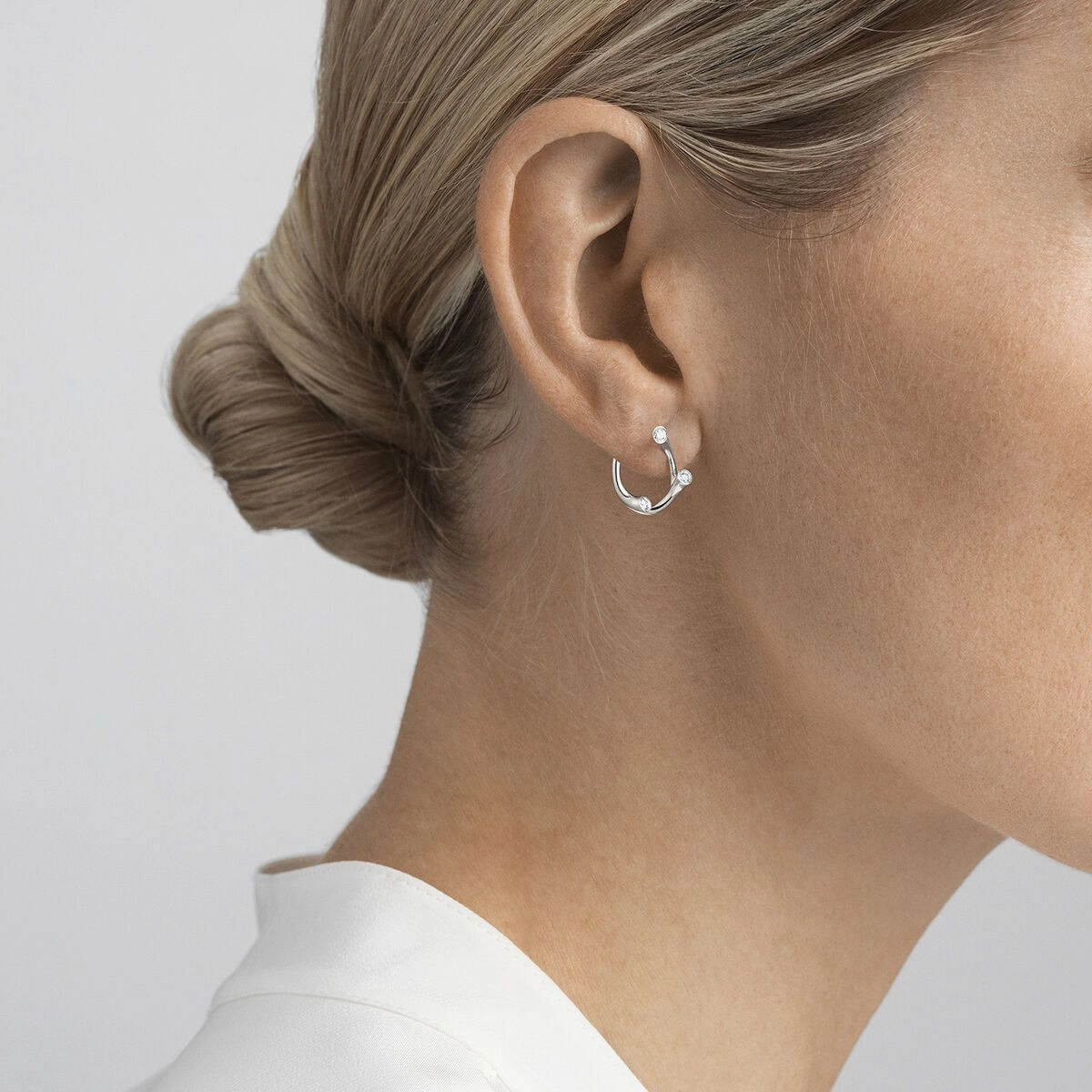 Georg Jensen Magic 18ct White Gold Diamond Hoop Earrings