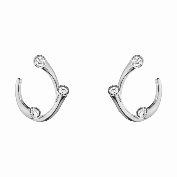 Georg Jensen Magic 18ct White Gold Diamond Hoop Earrings