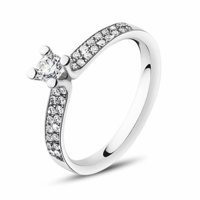 Georg Jensen Magic 18ct White Gold Diamond Pave Set Solitaire Ring