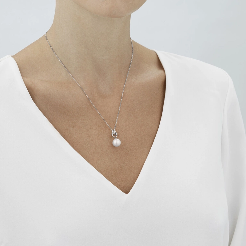 Georg Jensen Magic 18ct White Gold Diamond Pearl Necklace
