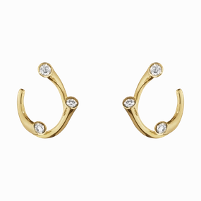 Georg Jensen Magic 18ct Yellow Gold Diamond Hoop Earrings