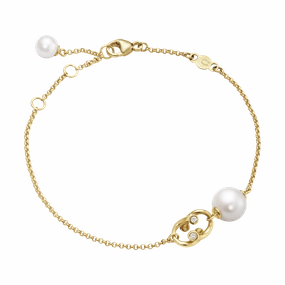 Georg Jensen Magic 18ct Yellow Gold Diamond Pearl Bracelet