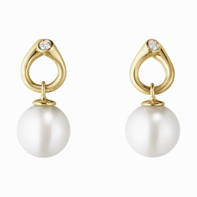 Georg Jensen Magic 18ct Yellow Gold Diamond Pearl Earrings