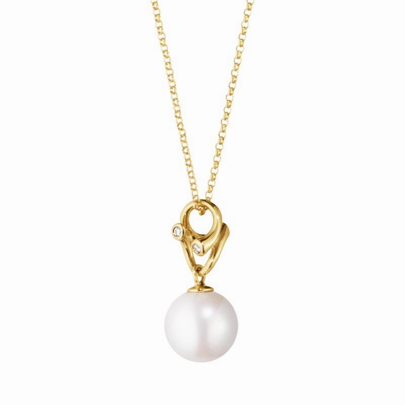 Georg Jensen Magic 18ct Yellow Gold Diamond Pearl Necklace