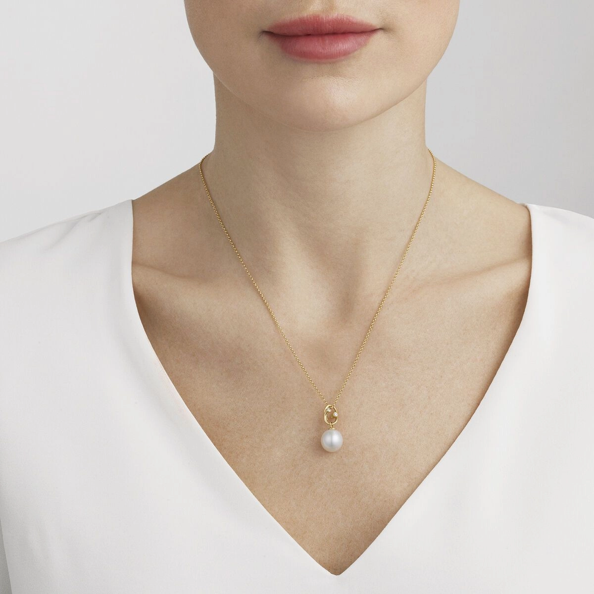 Georg Jensen Magic 18ct Yellow Gold Diamond Pearl Necklace