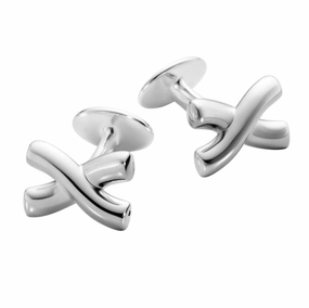 Georg Jensen Men's Classic Sterling Silver 'X' Cufflinks