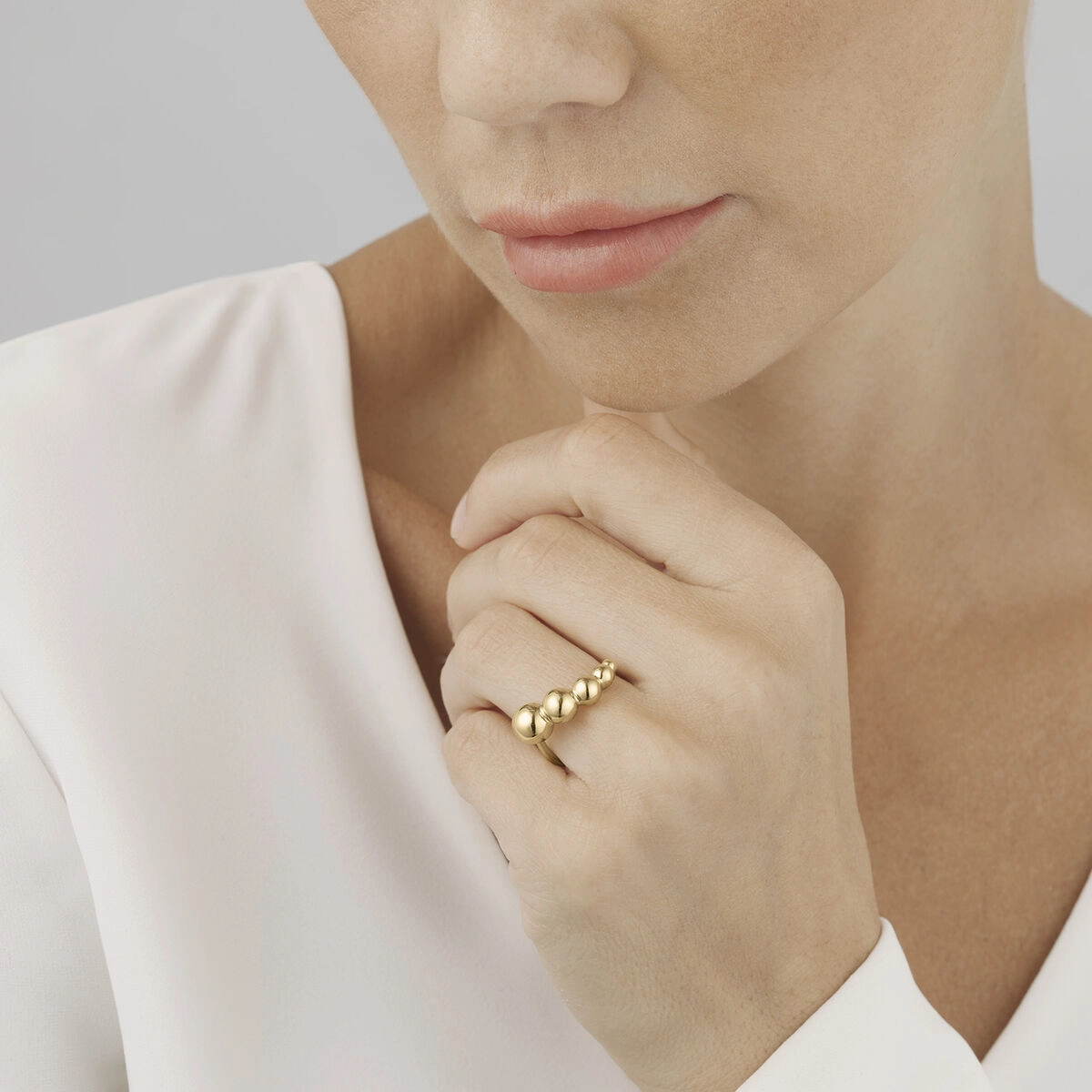 Georg Jensen Moonlight Grapes 18ct Yellow Gold Graduating Ring