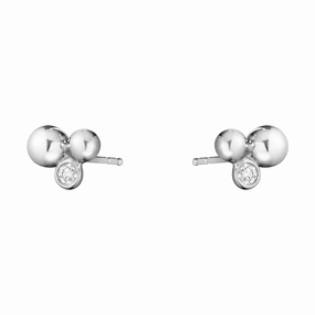 Georg Jensen Moonlight Grapes Sterling Silver Diamond Stud Earrings