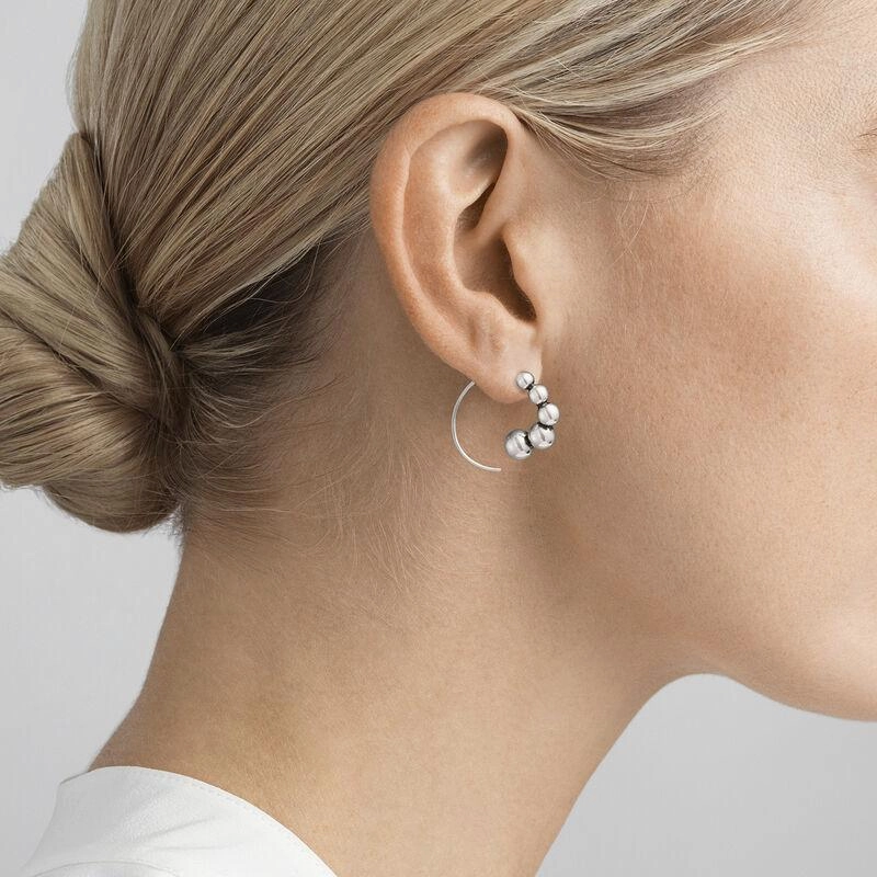 Georg Jensen Moonlight Grapes Sterling Silver Hoop Earrings