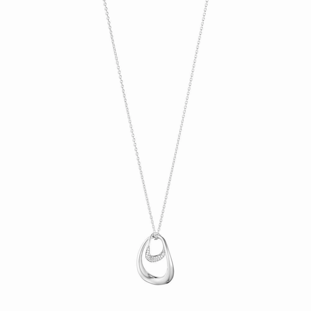 Georg Jensen Offspring Sterling Silver Diamond Pave Necklace