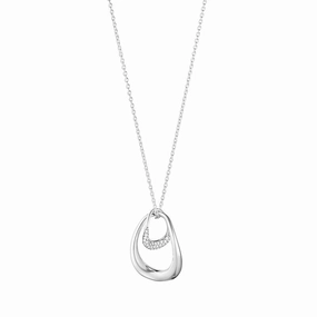 Georg Jensen Offspring Sterling Silver Diamond Pave Necklace