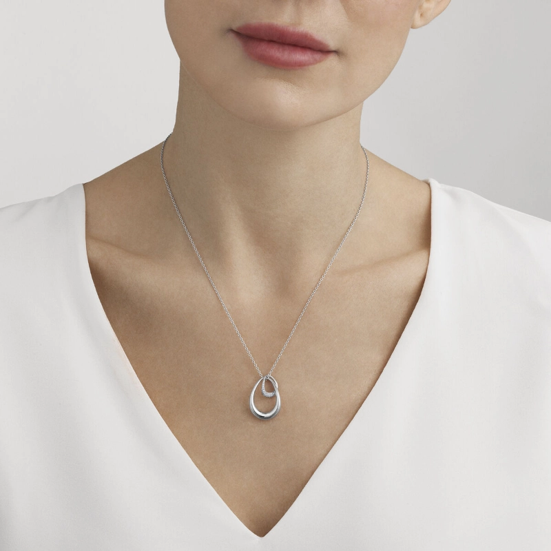 Georg Jensen Offspring Sterling Silver Diamond Pave Necklace