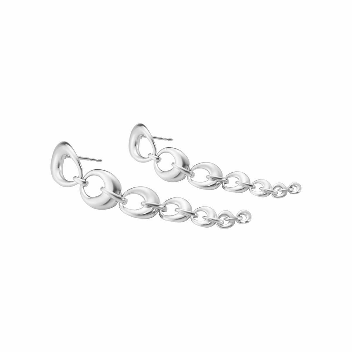 Georg Jensen Offspring Sterling Silver Graduated Link Drop Earrings D