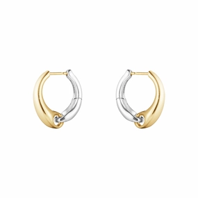Georg Jensen Reflect 18ct Yellow Gold and Sterling Silver Large Hoop Earrings