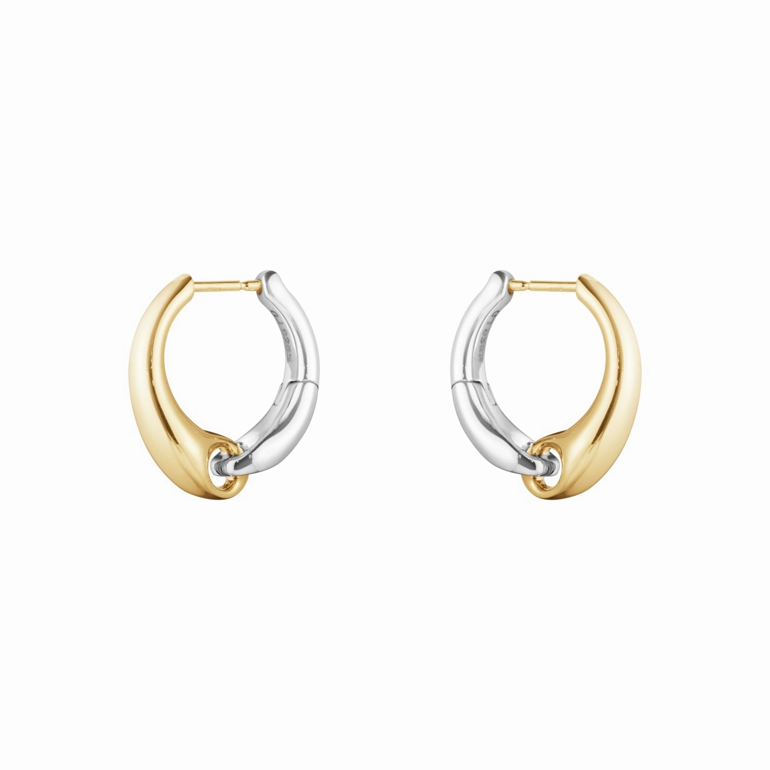 Georg Jensen Reflect 18ct Yellow Gold and Sterling Silver Large Hoop Earrings