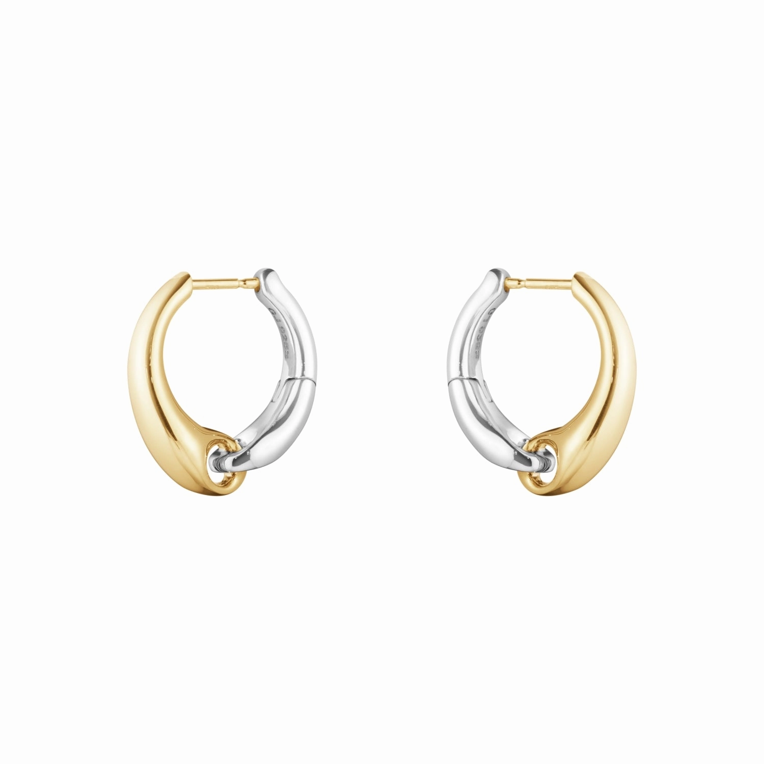 Georg Jensen Reflect 18ct Yellow Gold and Sterling Silver Large Hoop Earrings