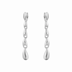 Georg Jensen Reflect Sterling Silver Graduated Links Long Drop Earrings