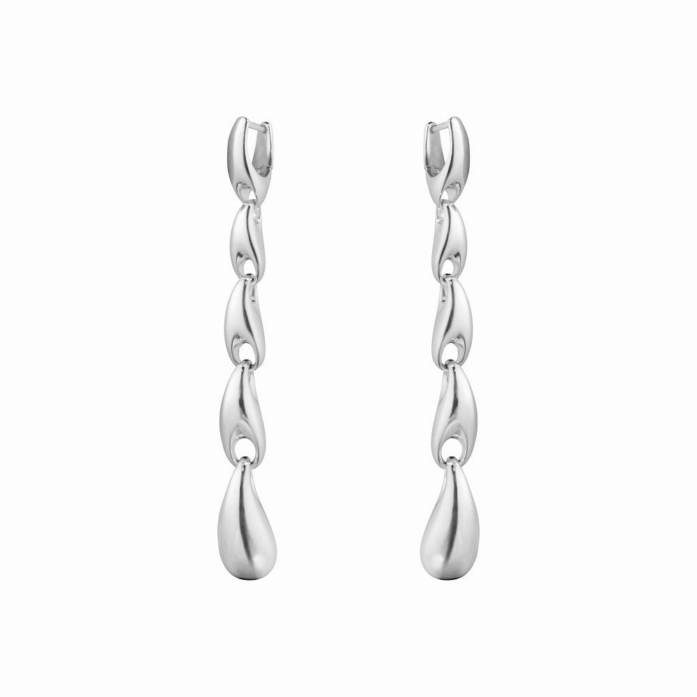 Georg Jensen Reflect Sterling Silver Graduated Links Long Drop Earrings