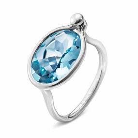 Georg Jensen Savannah Sterling Silver Blue Topaz Medium Ring D