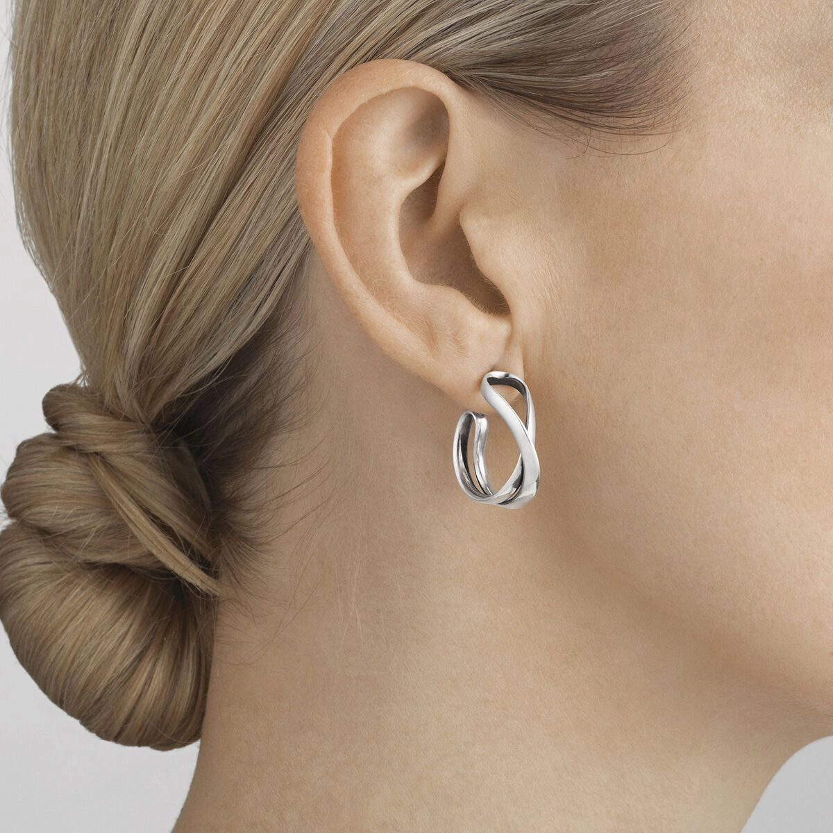 Georg Jensen Small Infinity Sterling Silver Hoop Stud Earrings