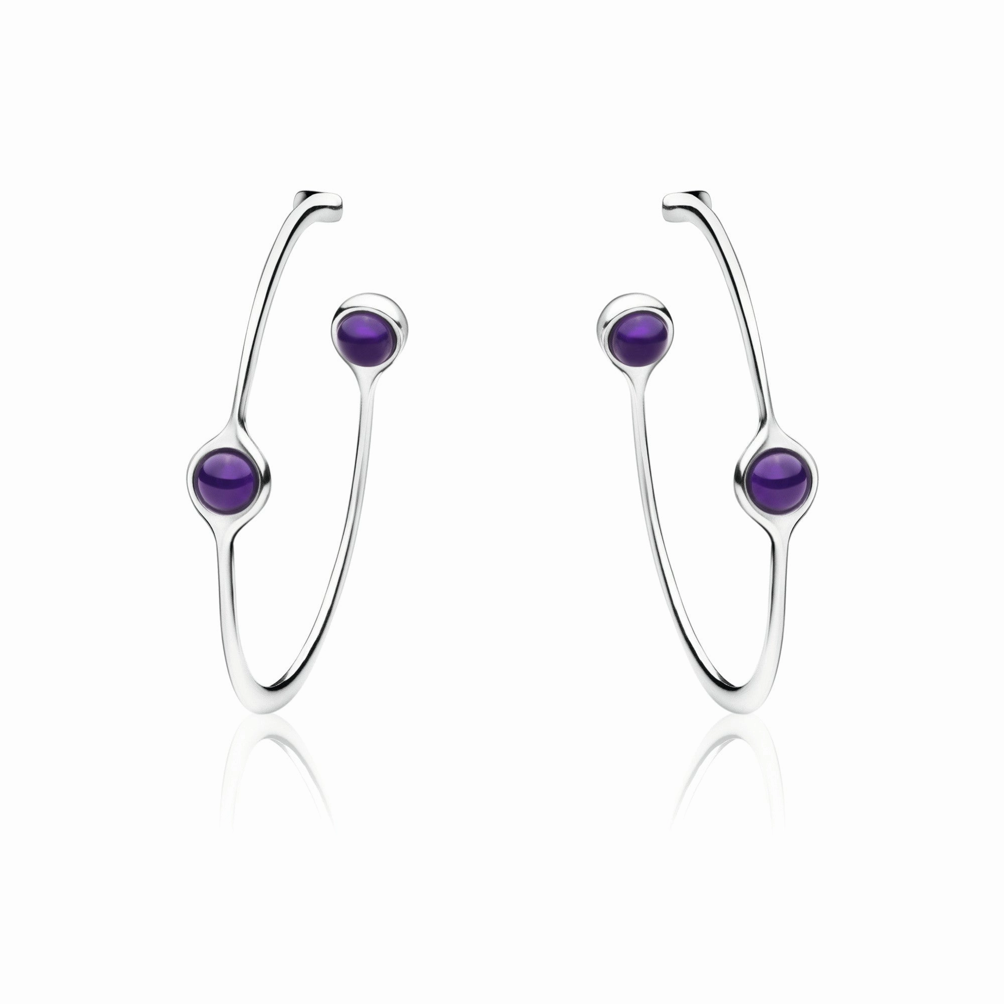 Georg Jensen Sphere Sterling Silver Amethyst Earrings D