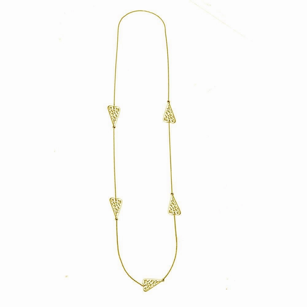 Gold Plated 925 Sterling Silver 5 Heart Necklace - DIN00017GP