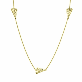 Gold Plated 925 Sterling Silver 5 Heart Necklace - DIN00017GP
