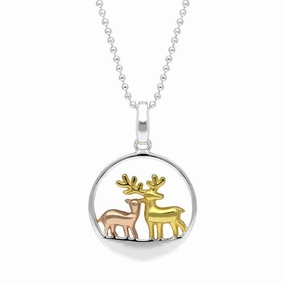 Gold Plated Sterling Silver Reindeer Pendant