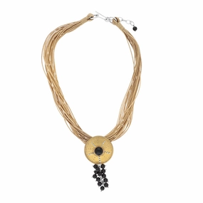 Gold Plated Sterling Silver Whitby Jet Bunch Bead Necklace D