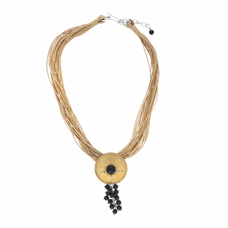 Gold Plated Sterling Silver Whitby Jet Bunch Bead Necklace D