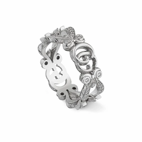Gucci Flora 18ct White Gold Diamond Pave Ring D