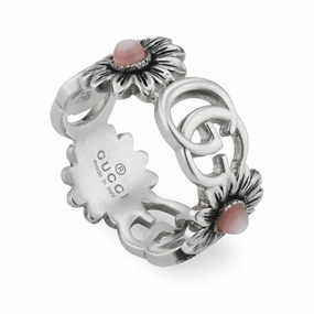 Gucci GG Marmont Sterling Silver Pink Mother of Pearl Ring D