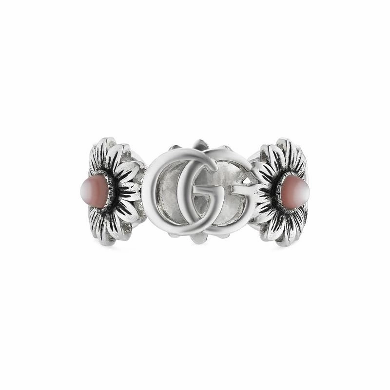 Gucci GG Marmont Sterling Silver Pink Mother of Pearl Ring D