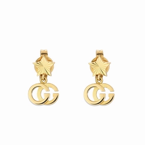 Gucci GG Running With Star 18ct Yellow Gold Drop Earrings D