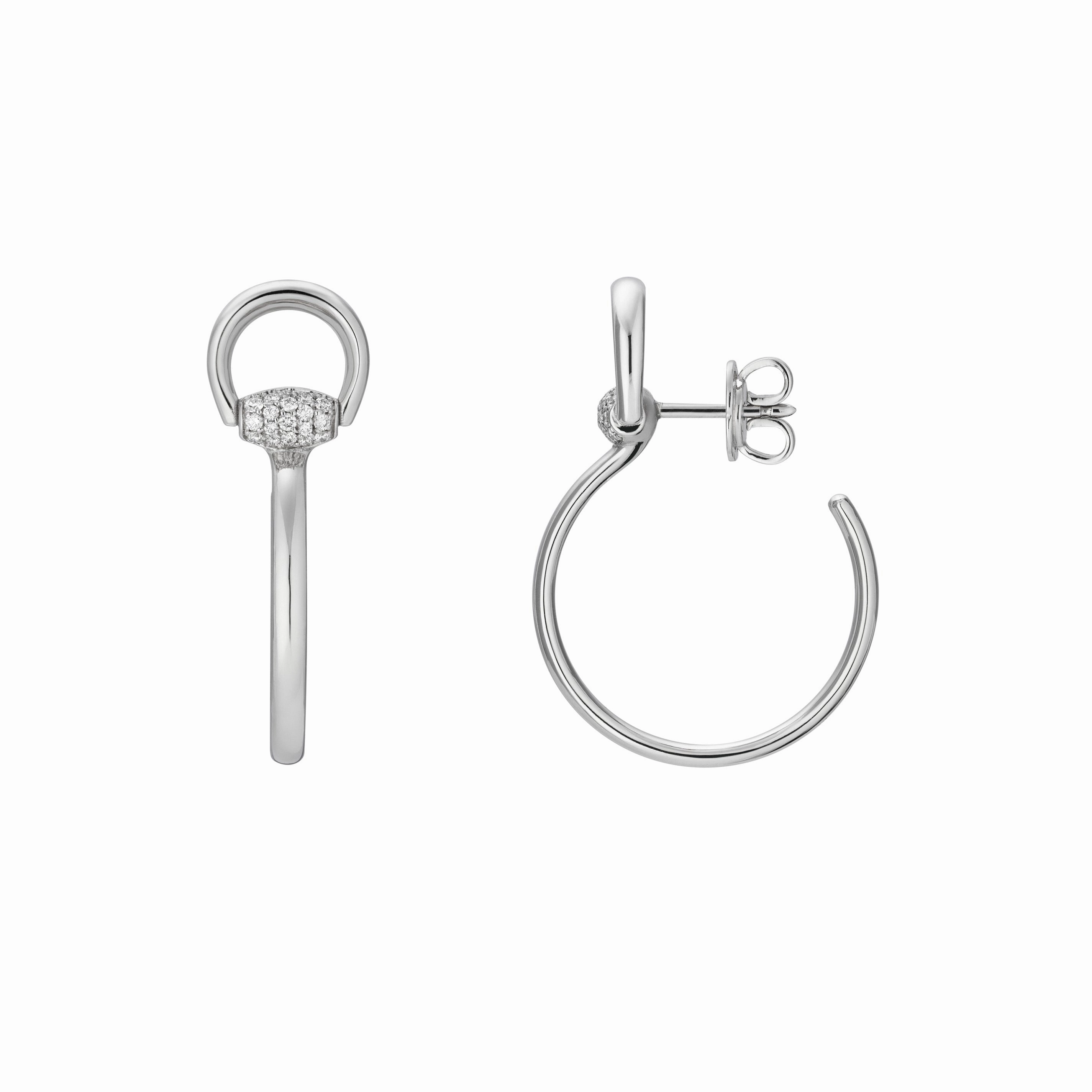 Gucci Horsebit 18ct White Gold 0.18ct Diamond Hoop Earrings