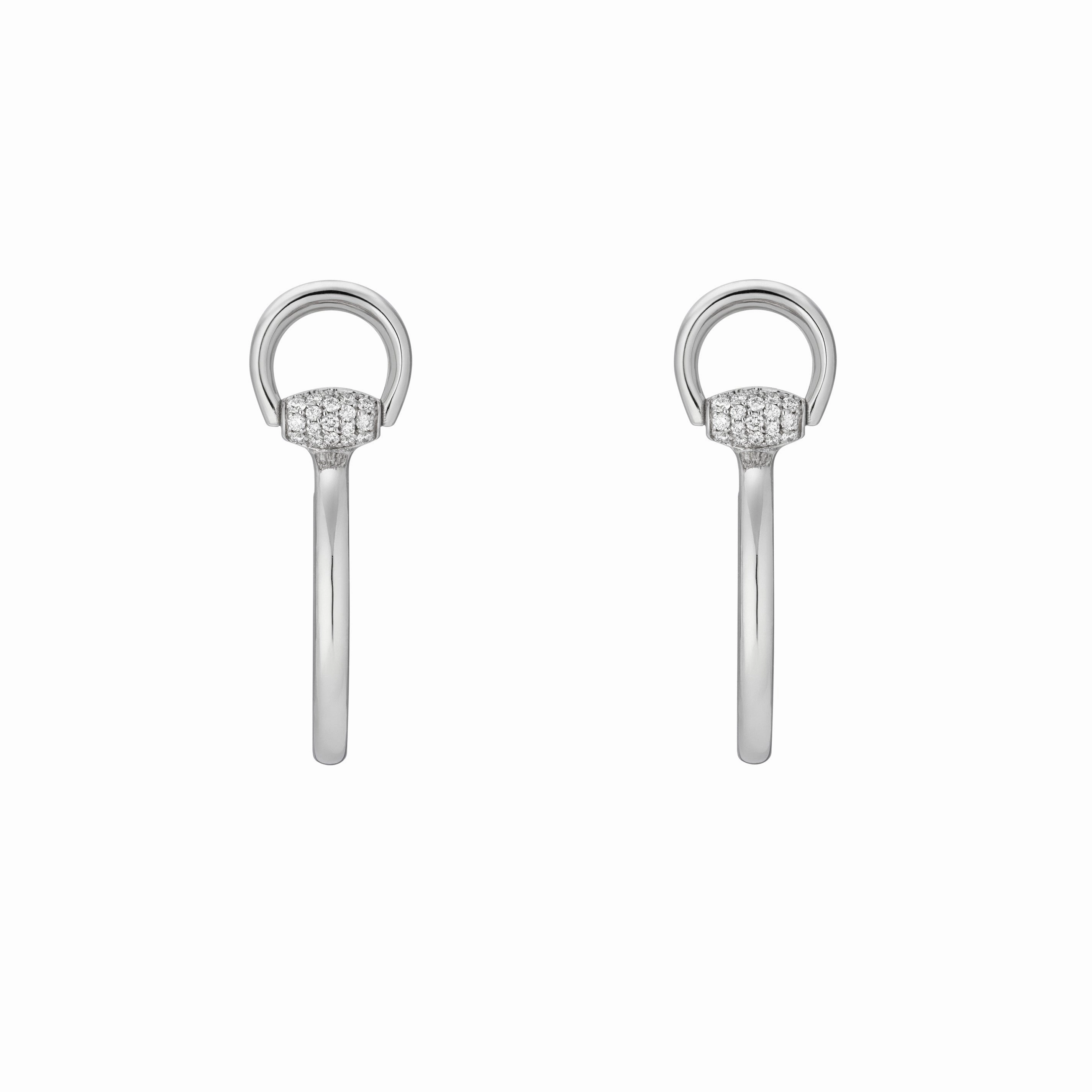 Gucci Horsebit 18ct White Gold 0.18ct Diamond Hoop Earrings