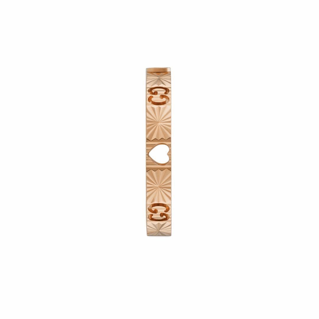 Gucci Icon 18ct Rose Gold Diamond Heart Band Ring