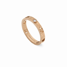 Gucci Icon 18ct Rose Gold Diamond Heart Band Ring