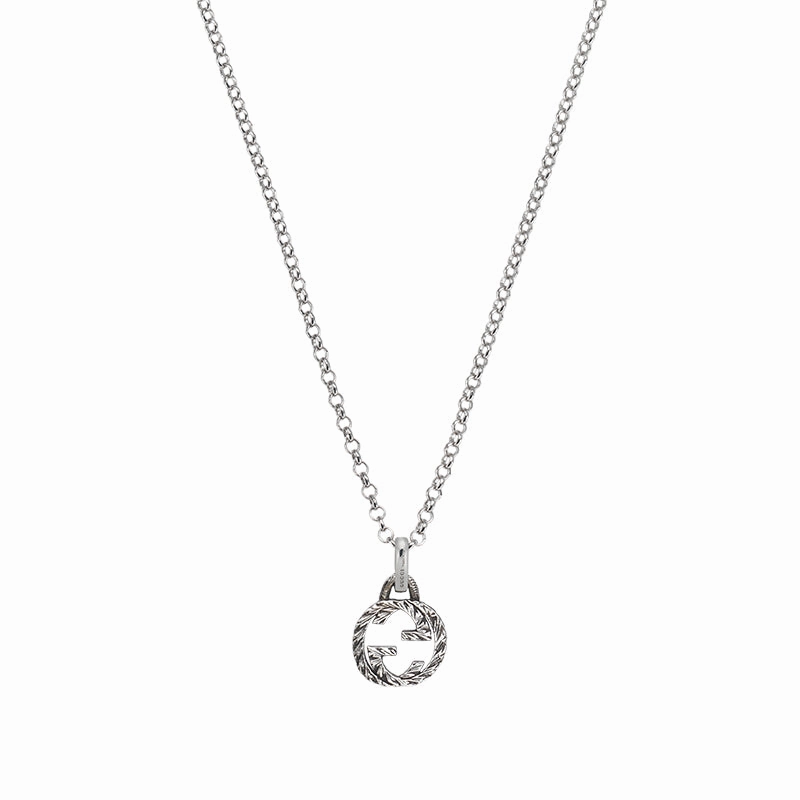 Gucci Interlocking Aged Sterling Silver Pendant