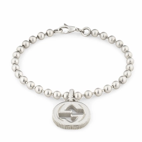 Gucci Interlocking G Motif Sterling Silver Bracelet