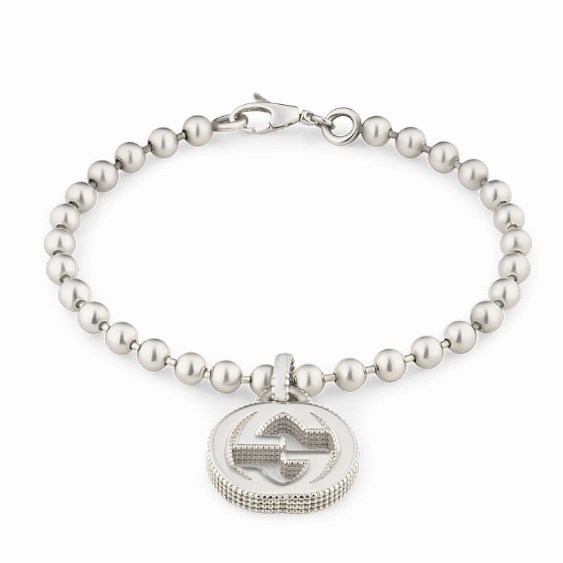 Gucci Interlocking G Motif Sterling Silver Bracelet