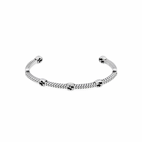 Gucci Interlocking G Sterling Silver Thin Cuff Bracelet D