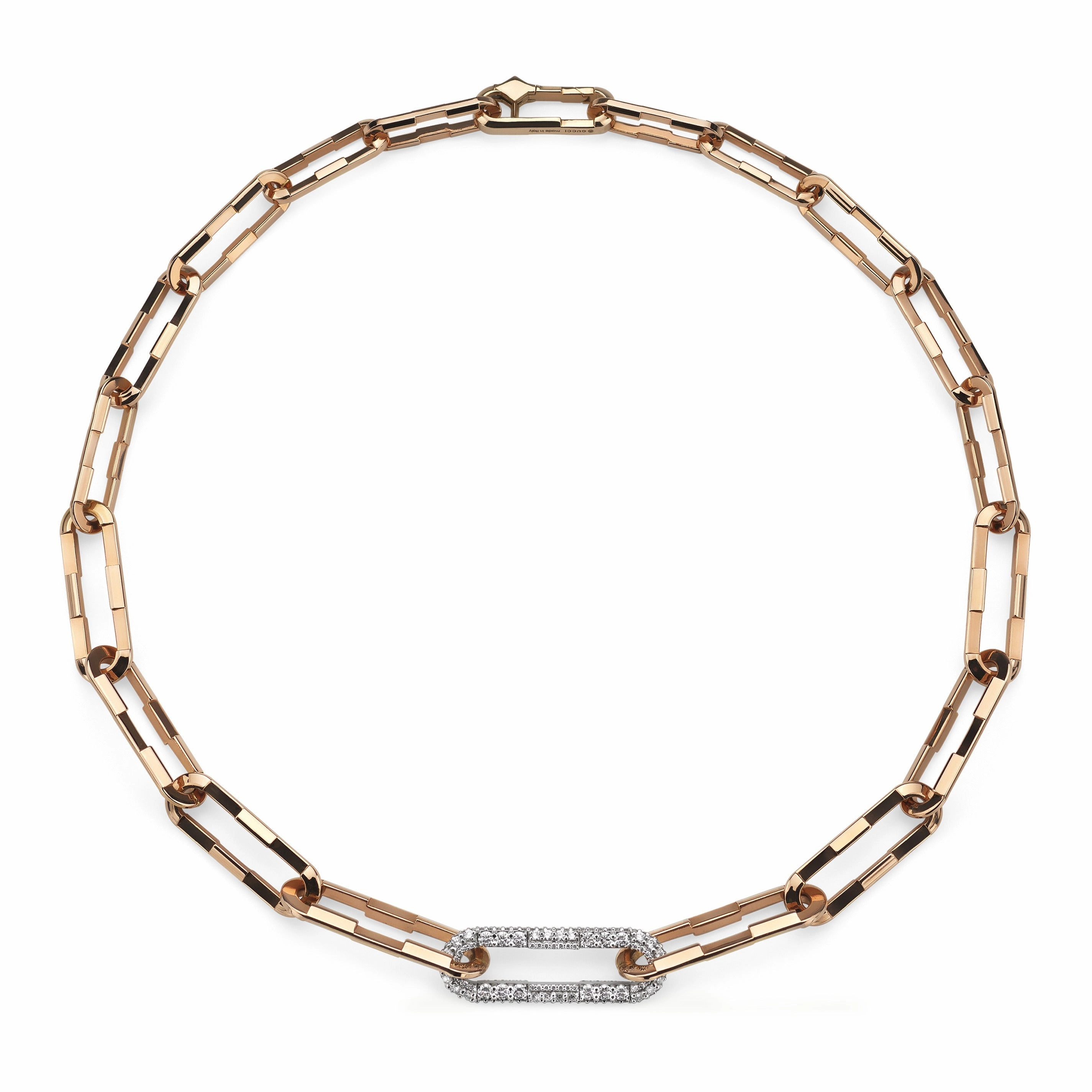Gucci Link to Love  18ct Rose & White Gold 2ct Diamond Gradient Chain Necklace