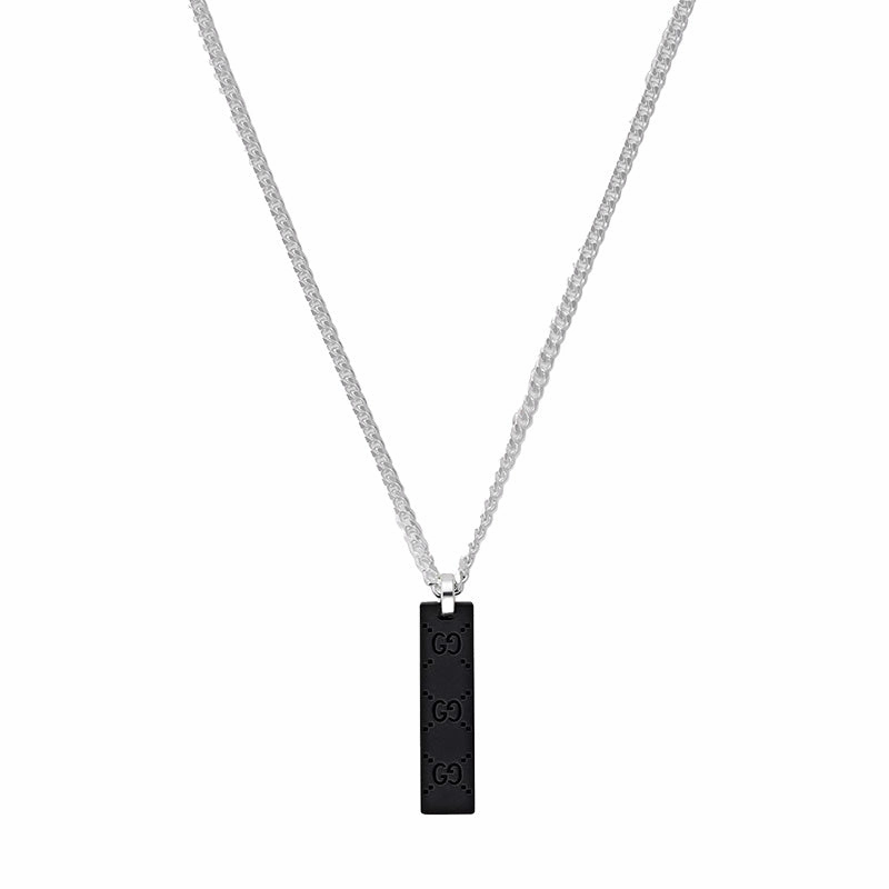 Gucci Tag Sterling Silver GG Necklace D